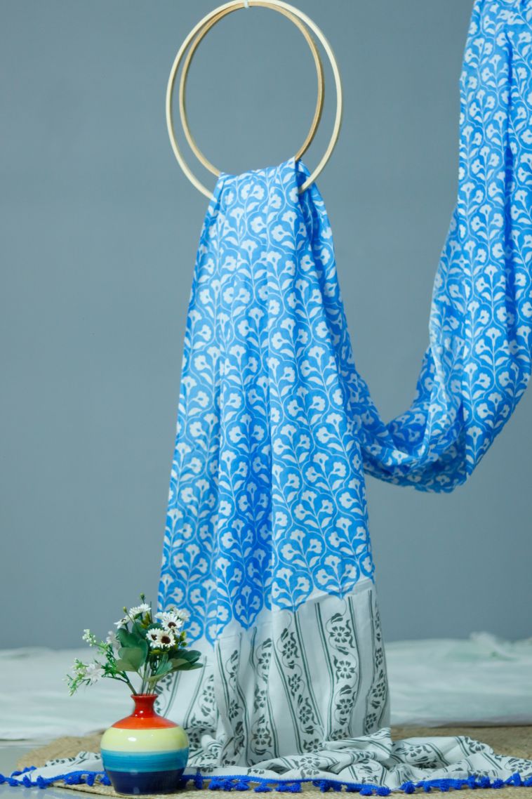 Party Wear Lightweight Saree in Sky Blue with Plain Accents view 1