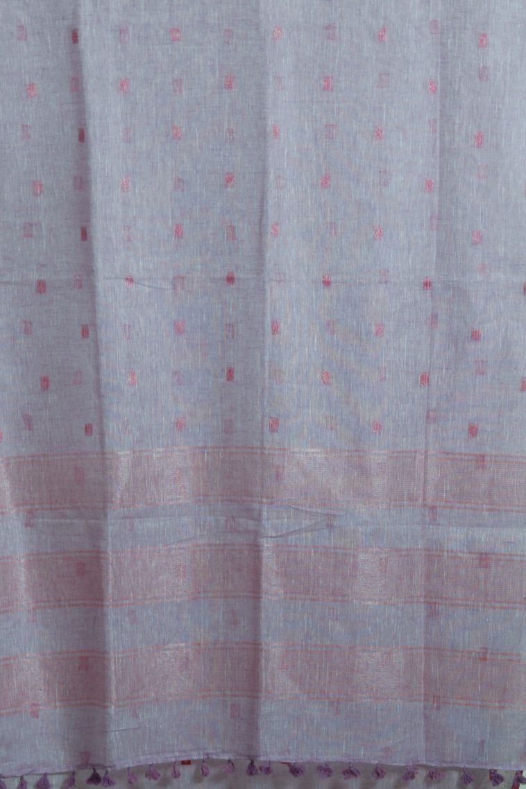 Pure Linen Saree In Textured Lavender - Timeless Style view 2