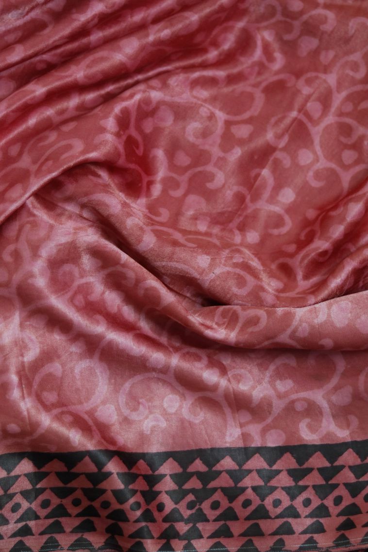 Elegant Red-orange Soft & Flowing Saree with Subtle Floral Detailing view 2
