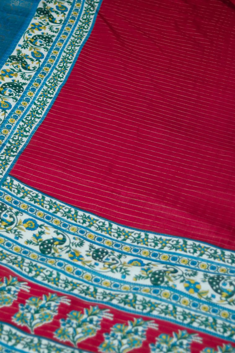 Designer Dola Silk Saree in Rani Pink with Elegant Paisley Border view 2