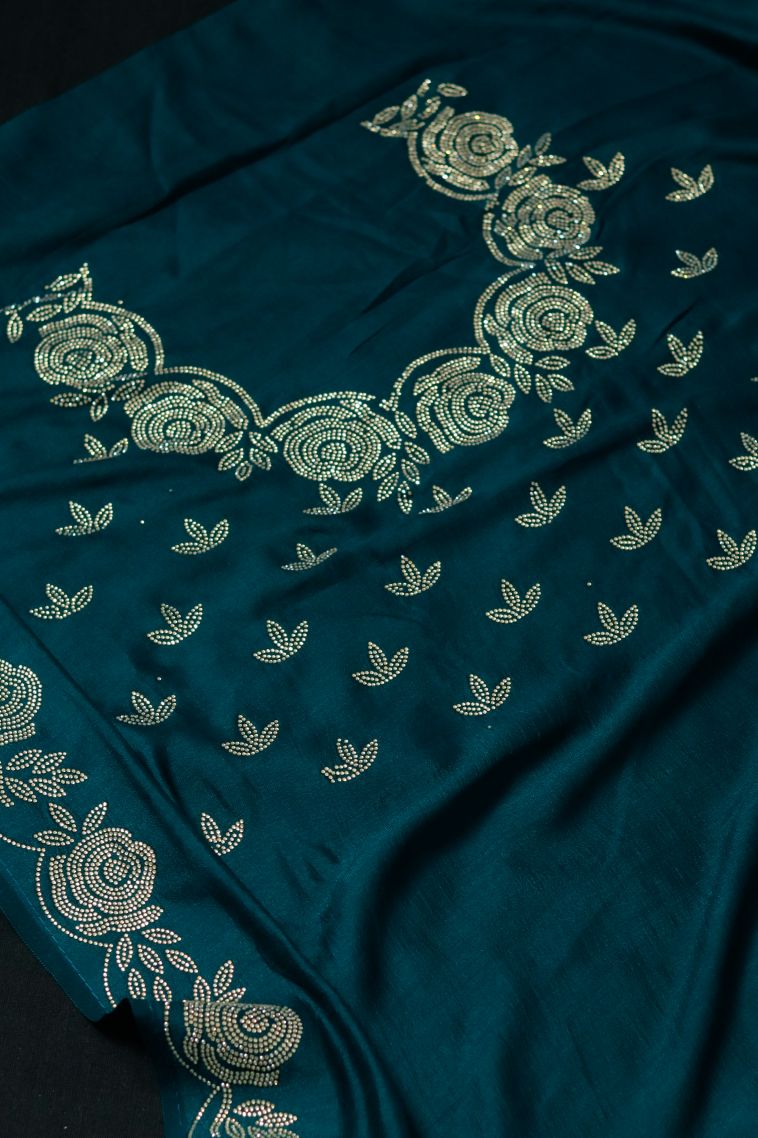 Party Wear Blue-Green Soft & Flowing Saree - Comfortable and Stylish view 1