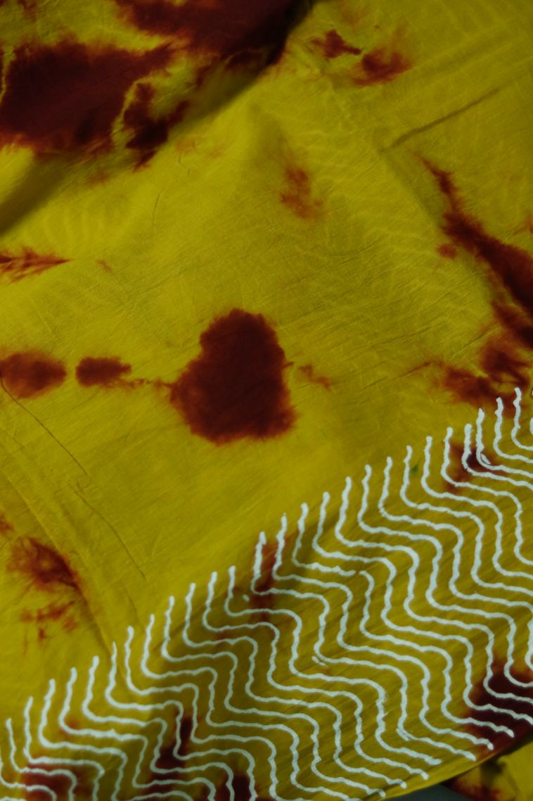 Modern Lightweight Saree in Mustard Yellow with Designer Stripes Border view 3