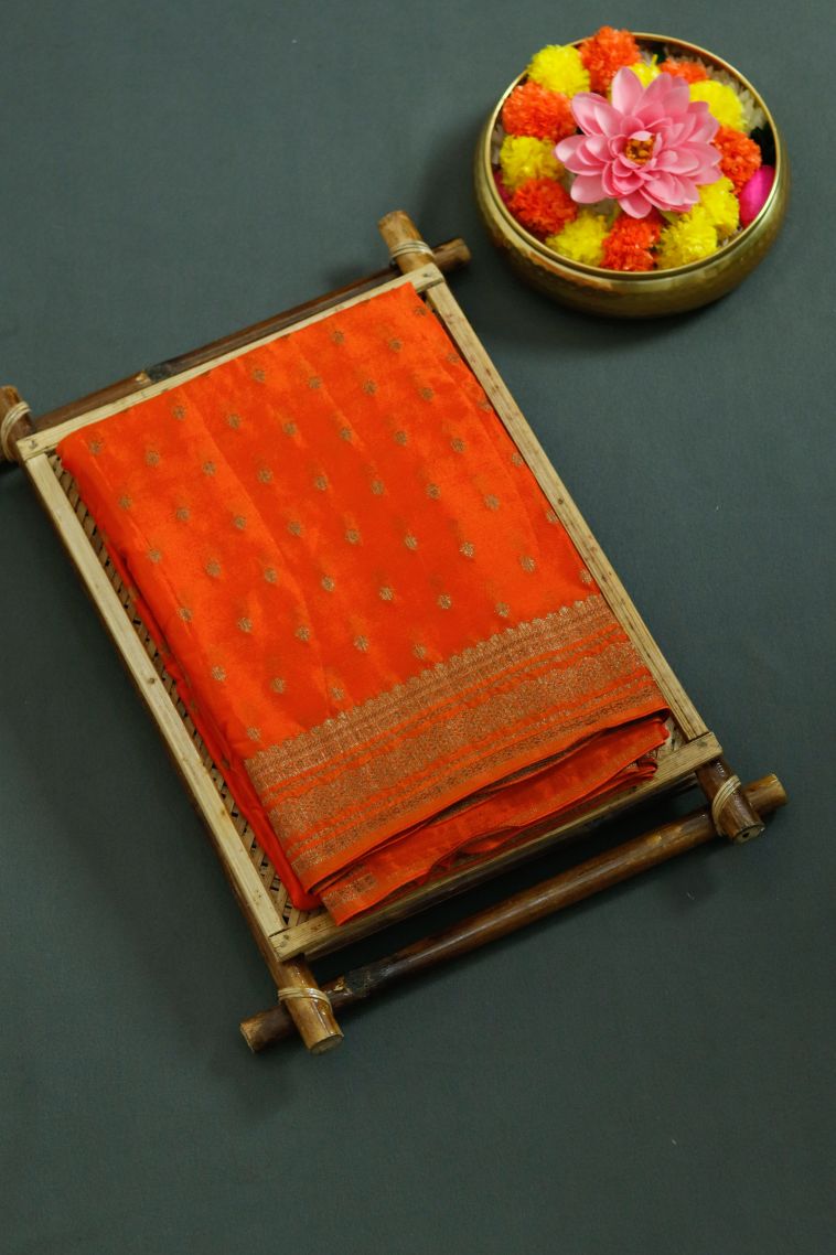 Festive Wear Silk-cotton Banarasi Saree with Elegant Abstract Motif Finish view 1