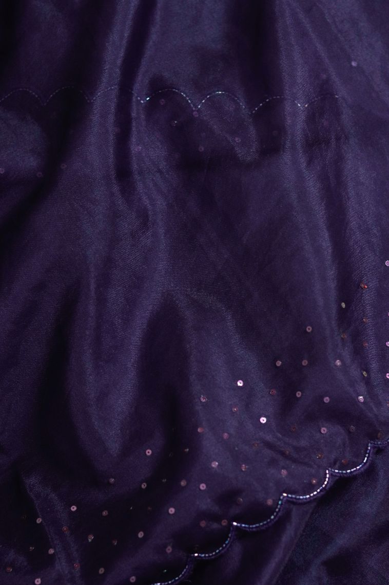 Designer Soft & Flowing Saree in Dark Blue with Elegant Embroidery Border view 3