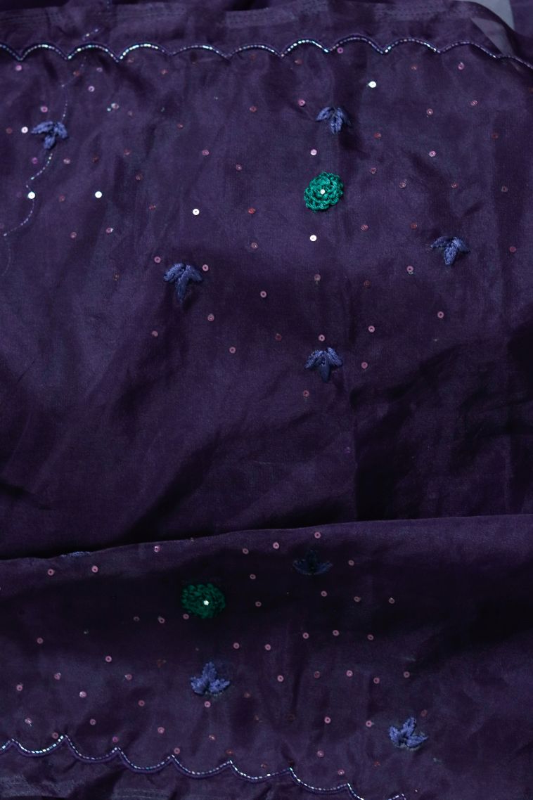 Designer Soft & Flowing Saree in Dark Blue with Elegant Embroidery Border view 2