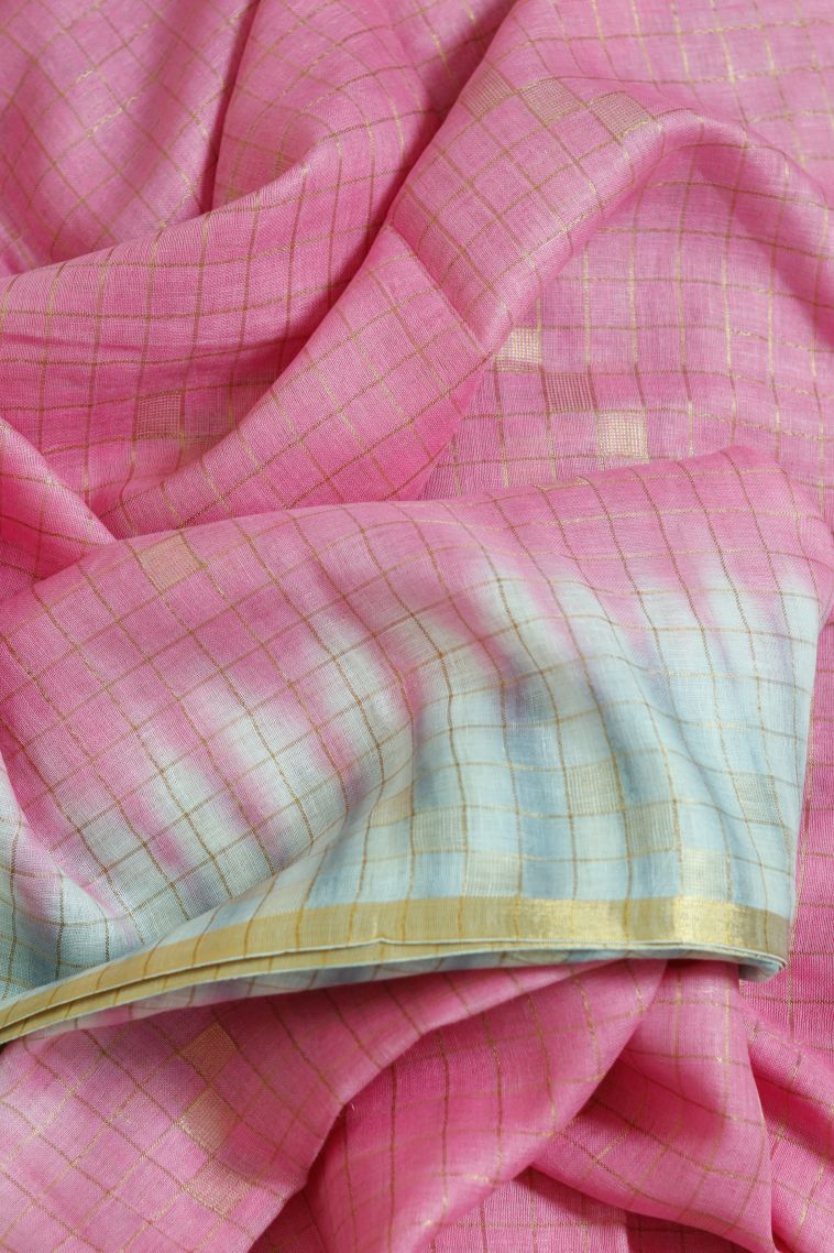 Graceful Pink Linen Saree view 3