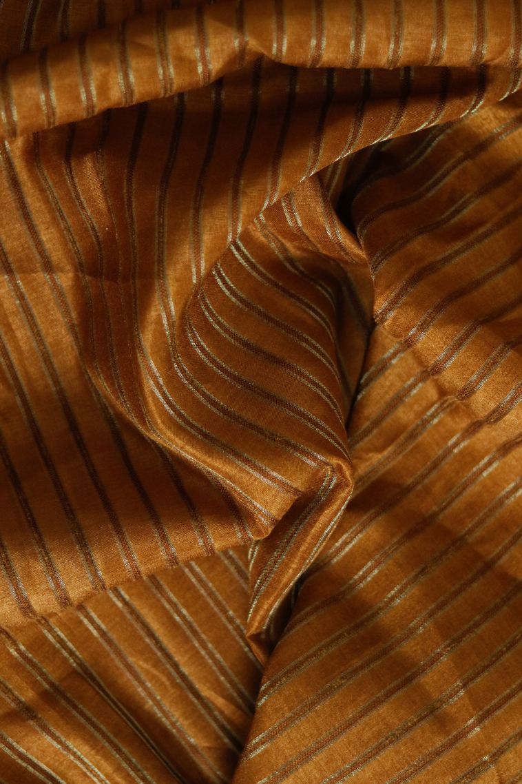 Festive Collection Brown Tusser Silk Saree with Subtle Floral Motifs view 3