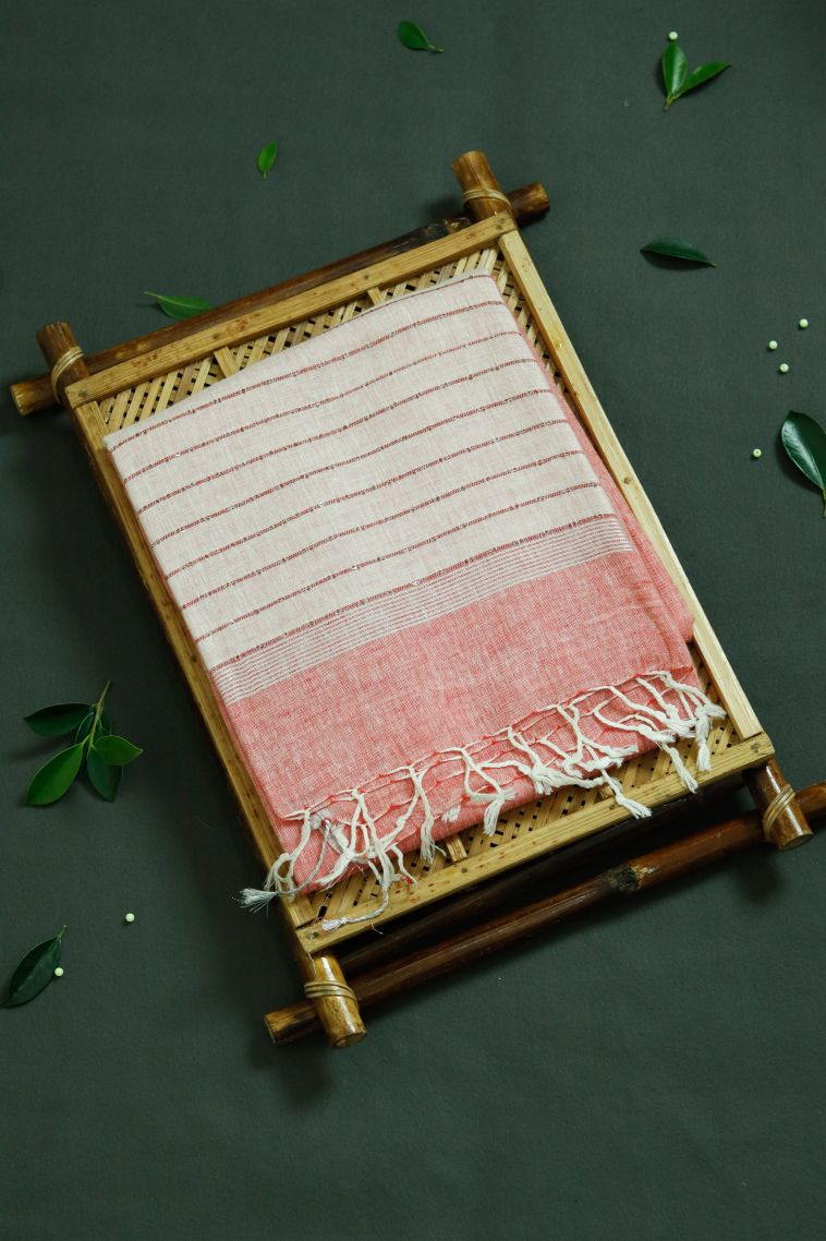 Pure Linen Saree with in soft pink - Timeless Style view 1