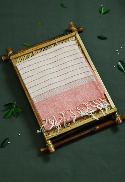 Pure Linen Saree with in soft pink - Timeless Style