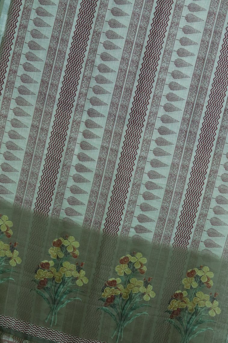 Elegant Linen Saree with Zari Border - Perfect for Office view 2
