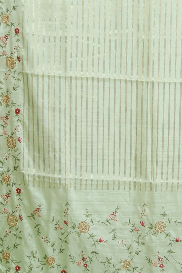 Designer Stiff & Rich Finish Saree in Peach with Elegant Floral Border view 2