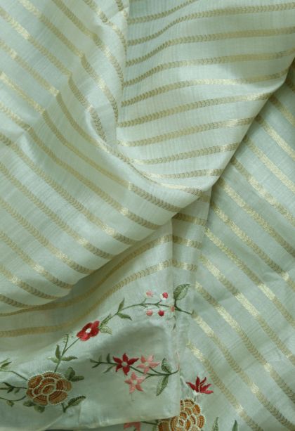Designer Stiff & Rich Finish Saree in Peach with Elegant Floral Border