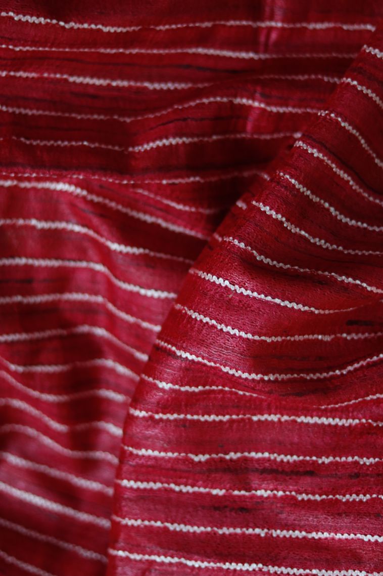 Elegant Olive Green Stiff & Rich Finish Saree with Subtle Stripes Detailing view 2