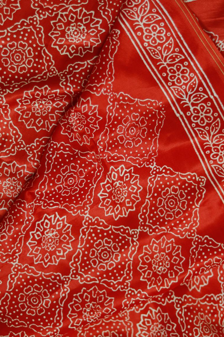 Office Wear Soft & Flowing Saree in Kumkuma Red with Elegant Floral Motifs Finish view 4