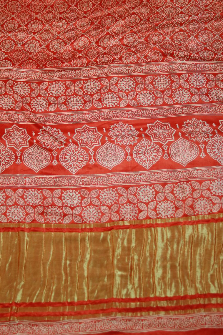 Office Wear Soft & Flowing Saree in Kumkuma Red with Elegant Floral Motifs Finish view 2