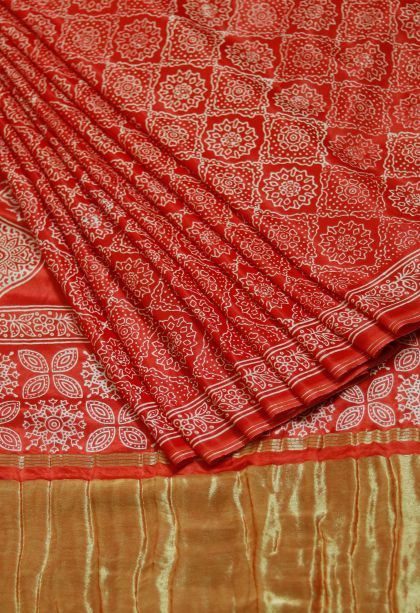 Office Wear Soft & Flowing Saree in Kumkuma Red with Elegant Floral Motifs Finish