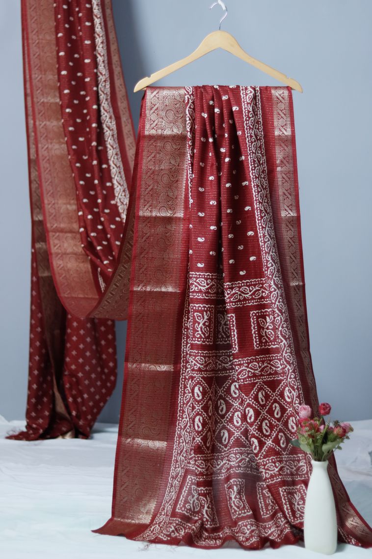 Classic Dola Silk Saree in Maroon-red view 1