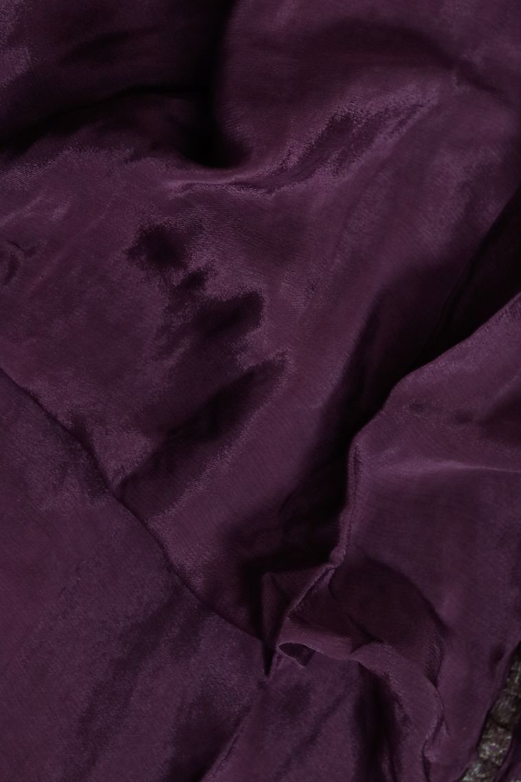 Classic Silk-cotton Banarasi Saree in Deep Purple view 3