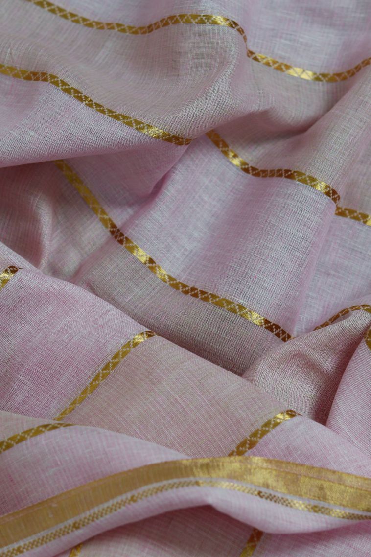 Traditional Stripes Pure Linen Saree view 4
