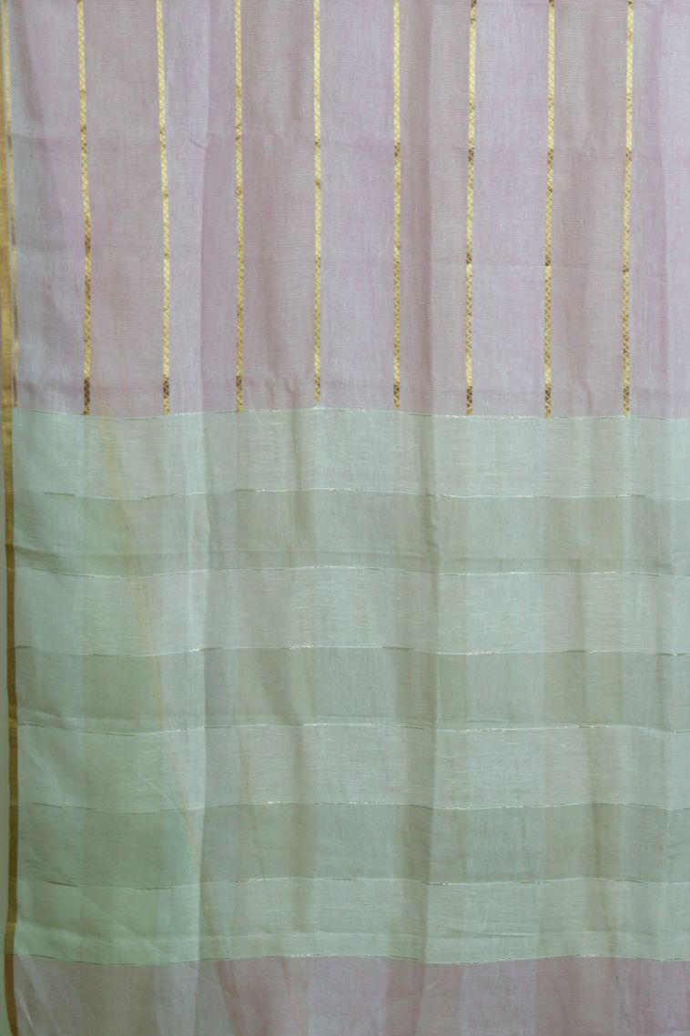 Traditional Stripes Pure Linen Saree view 2