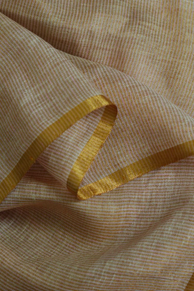 Traditional Stripes Pure Linen Saree view 3
