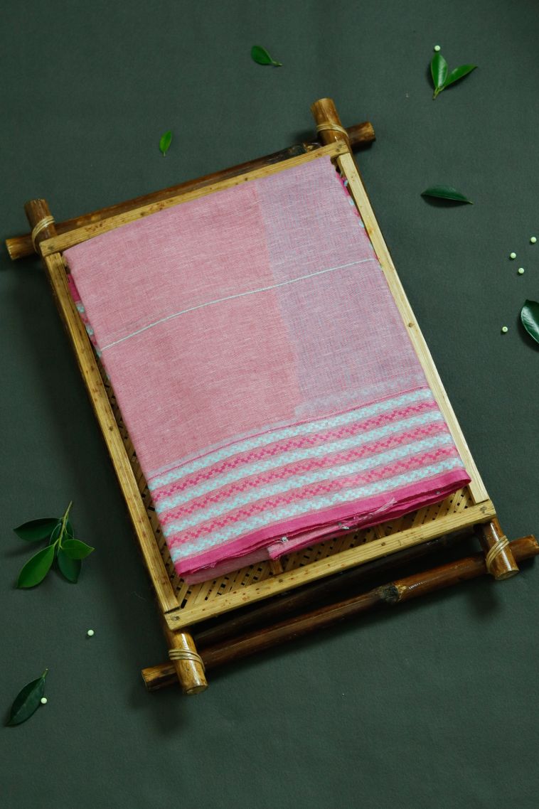 Graceful Pink Linen Saree view 1