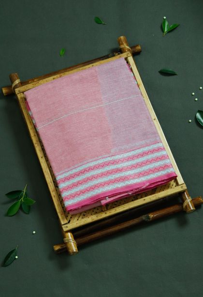 Graceful Pink Linen Saree