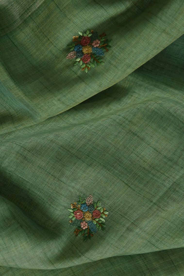 Designer Pure Linen Saree with Woven Work view 3