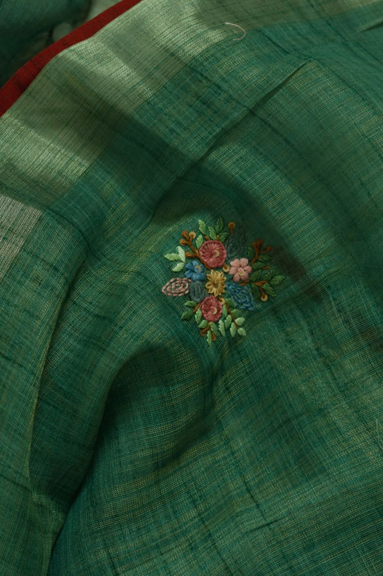 Designer Pure Linen Saree with Woven Work view 2