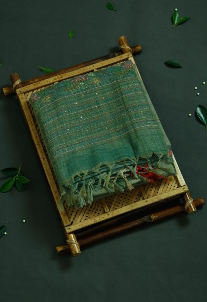 Designer Pure Linen Saree with Woven Work