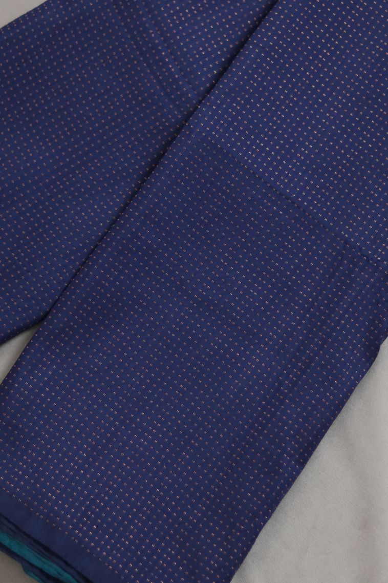 Elegant Semi-silk Saree in Navy Blue with Dotted Border - Perfect for Festive view 1