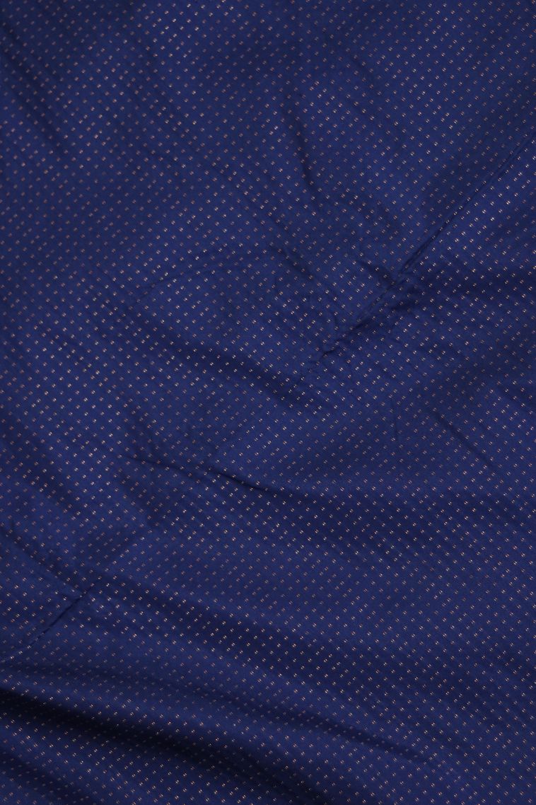 Elegant Semi-silk Saree in Navy Blue with Dotted Border - Perfect for Festive view 4