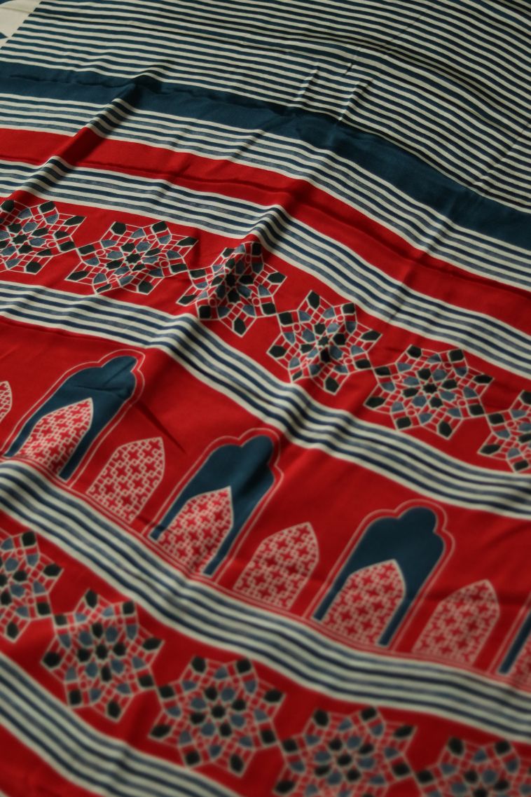 Designer Modal Silk Saree in Navy Blue with Elegant Geometric Border view 2
