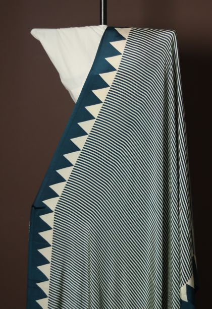 Designer Modal Silk Saree in Navy Blue with Elegant Geometric Border
