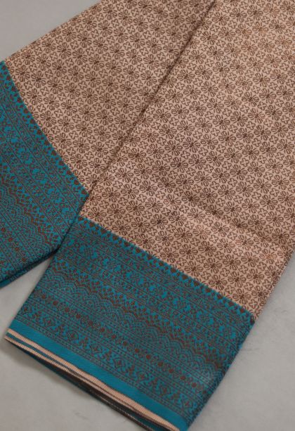 Festive Wear Semi-silk Saree with Elegant Jacquard Finish in Copper on Blue Shade