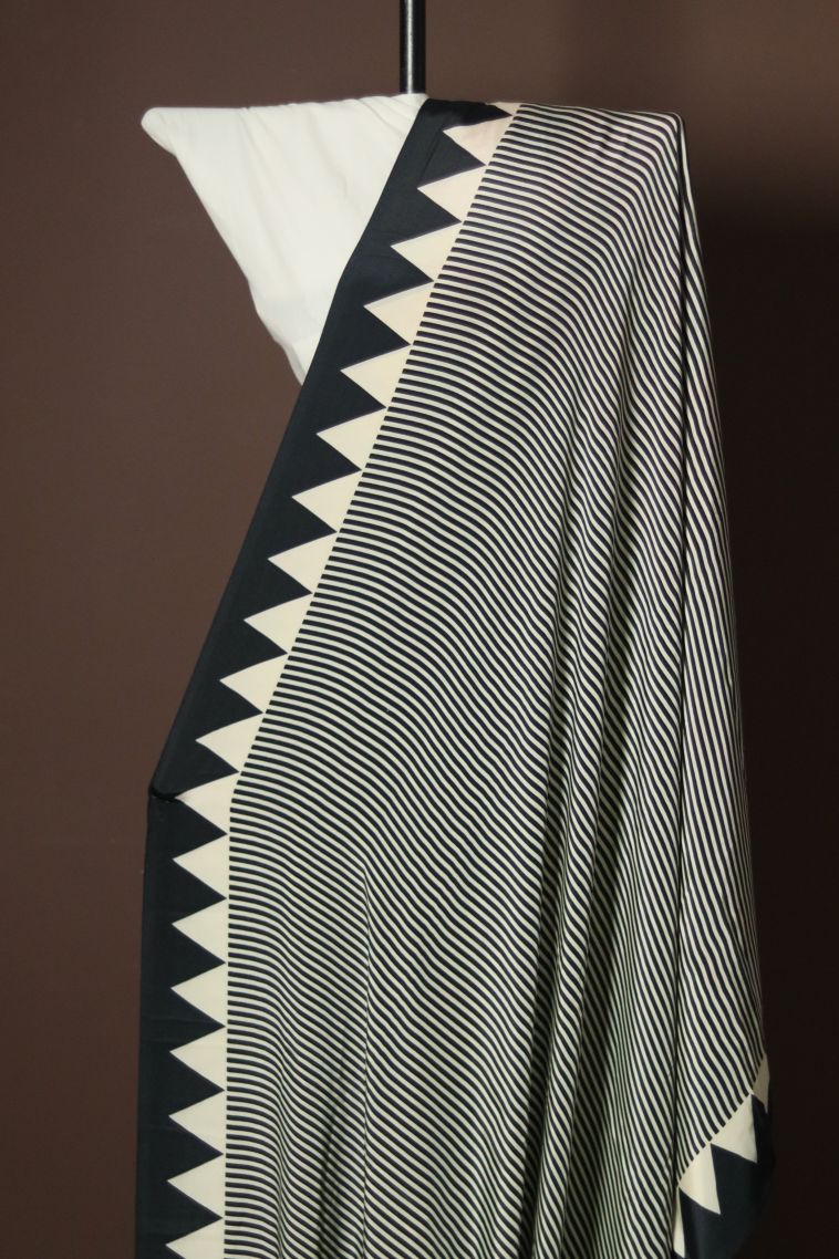 Graceful Black and White Modal Silk Saree view 1