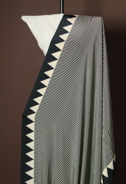 Graceful Black and White Modal Silk Saree