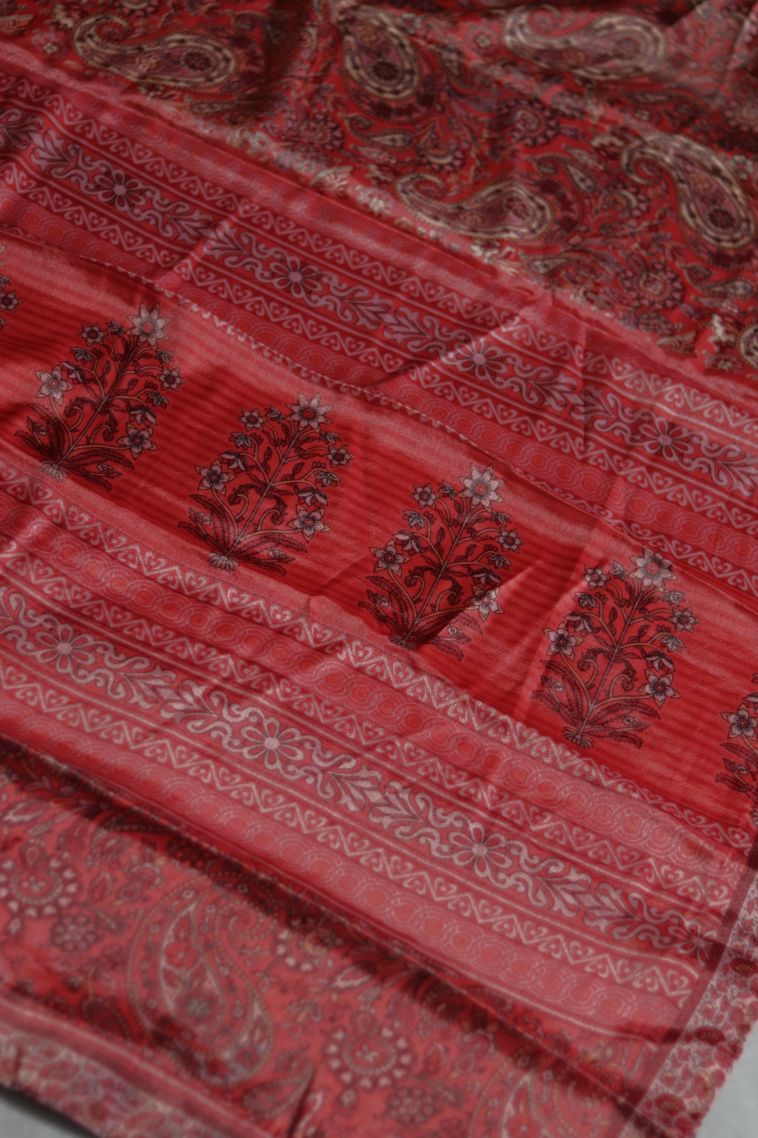 Everyday Wear Red Modal Silk Saree - Comfortable and Stylish view 2