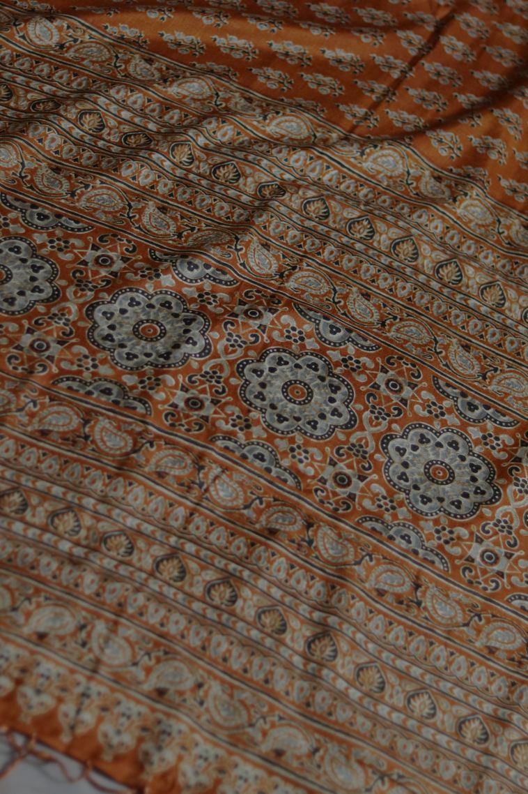 Everyday Wear Saffron Modal Silk Saree - Comfortable and Stylish view 2