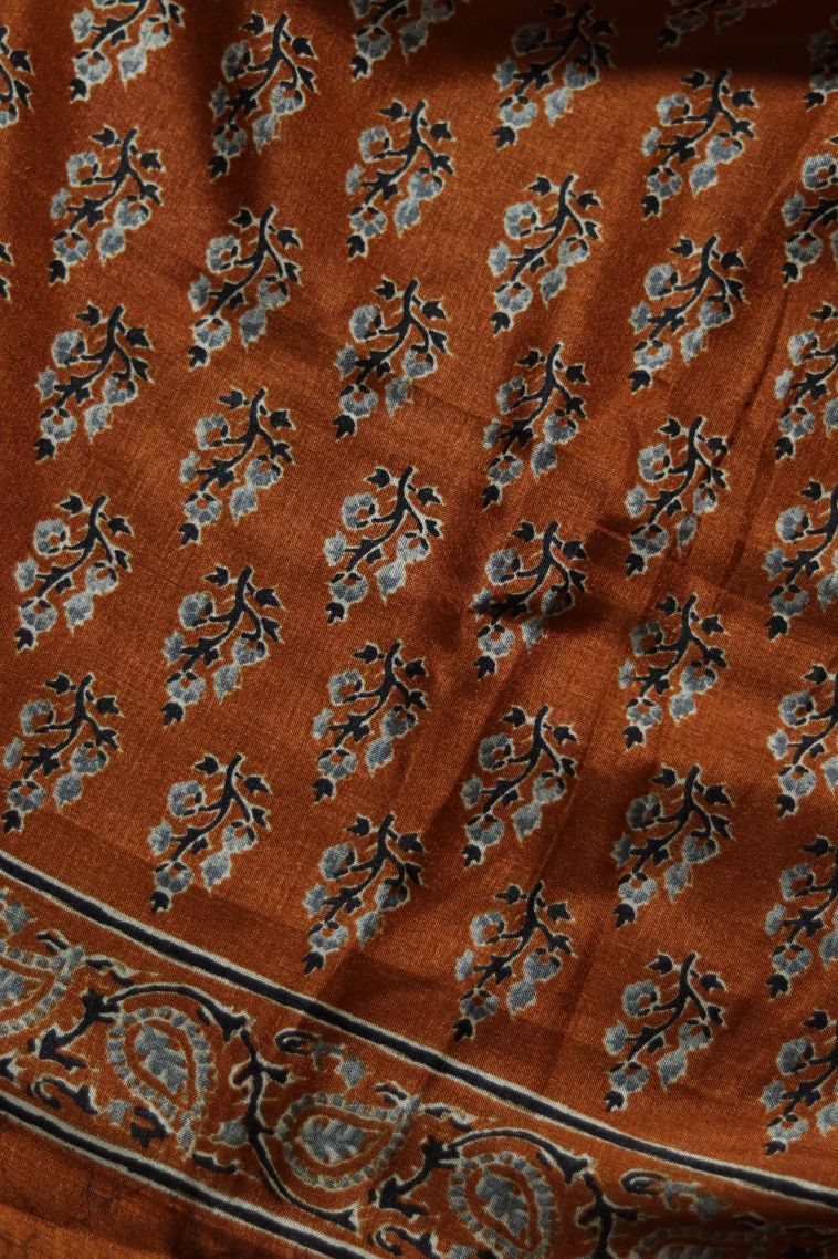 Everyday Wear Saffron Modal Silk Saree - Comfortable and Stylish view 4