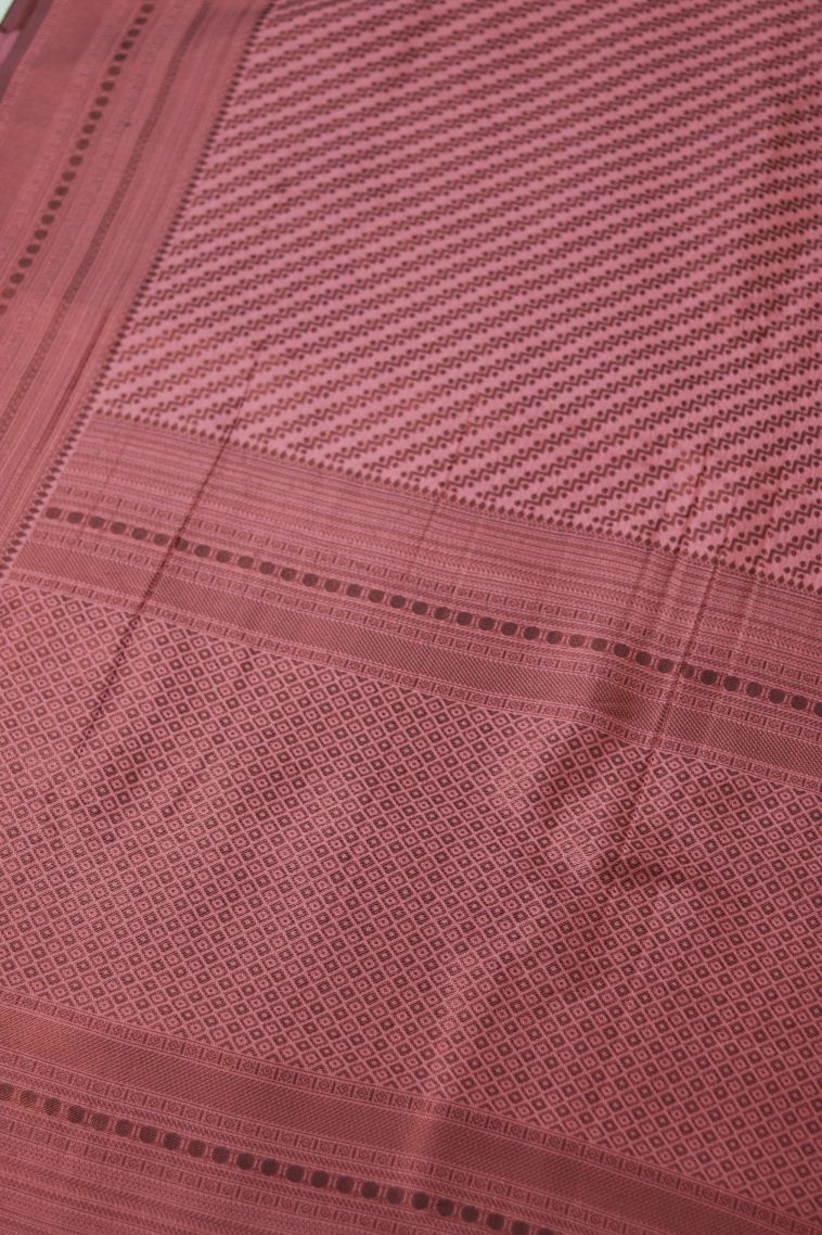 Party Wear Semi-silk Saree in Dusty Pink with Woven Accents view 2