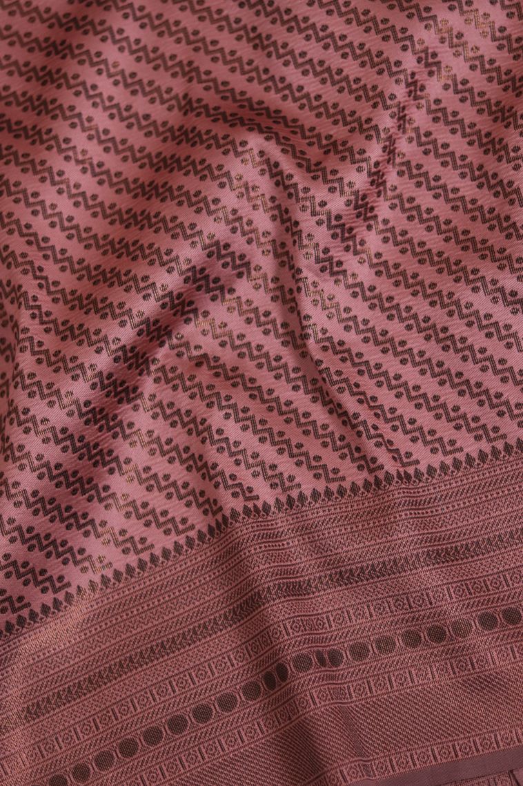Party Wear Semi-silk Saree in Dusty Pink with Woven Accents view 4