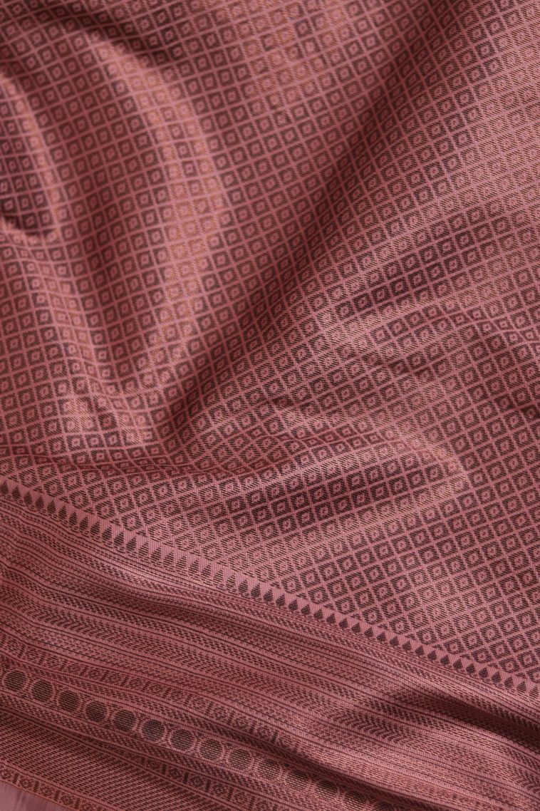 Party Wear Semi-silk Saree in Dusty Pink with Woven Accents view 3