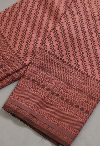 Party Wear Semi-silk Saree in Dusty Pink with Woven Accents