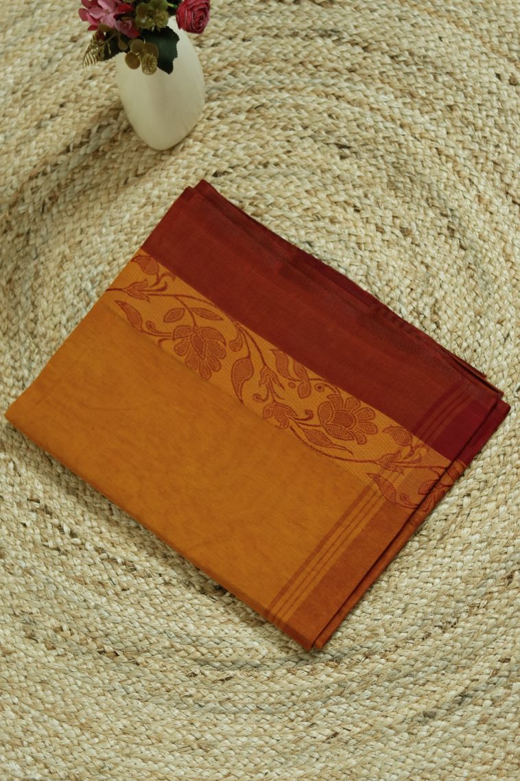 Festive Collection Bengal Pure Cotton Saree in Solid Mustard Yellow view 1