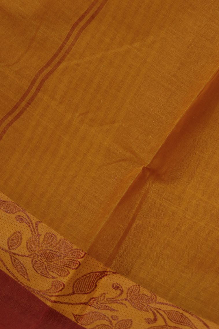 Festive Collection Bengal Pure Cotton Saree in Solid Mustard Yellow view 3