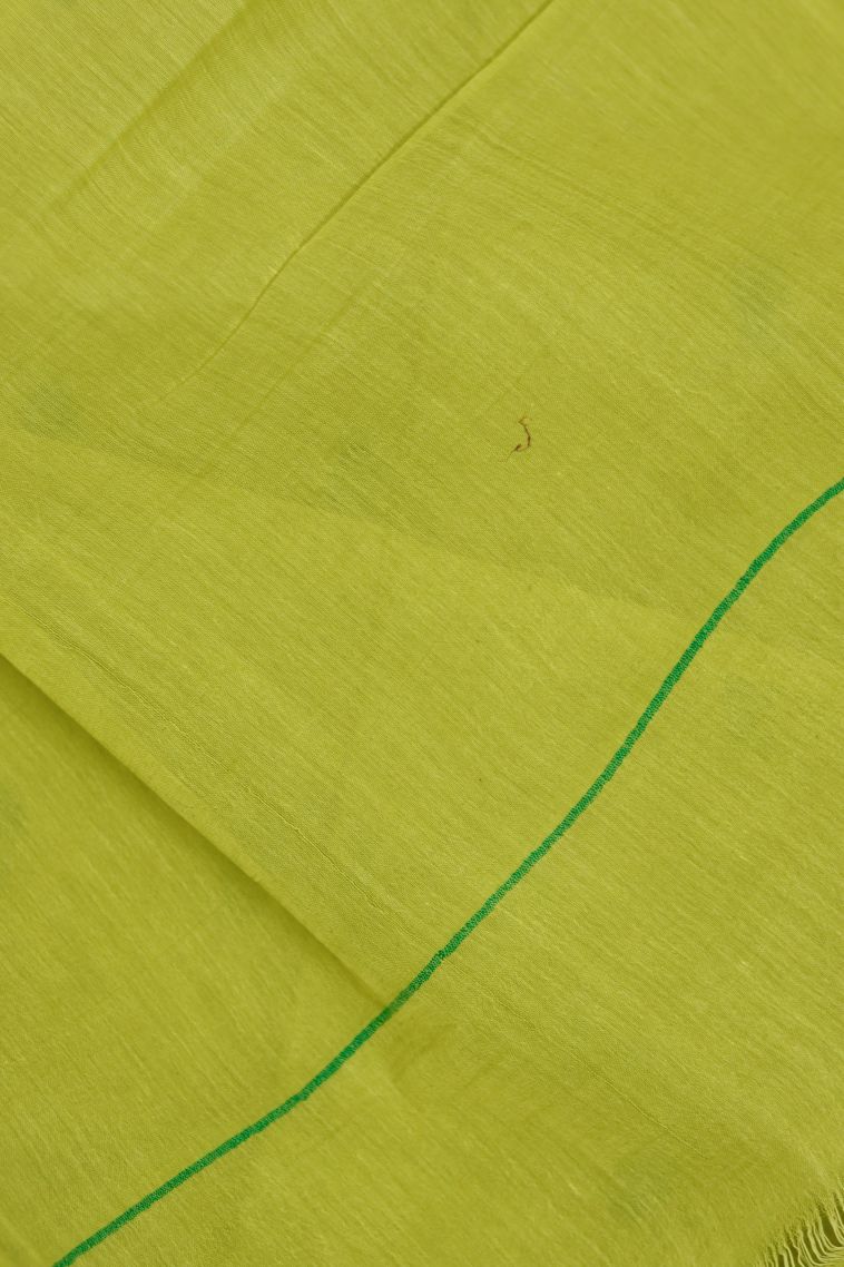 Everyday Wear Bright Yellow-green Bengal Pure Cotton Saree - Comfortable and Stylish view 3