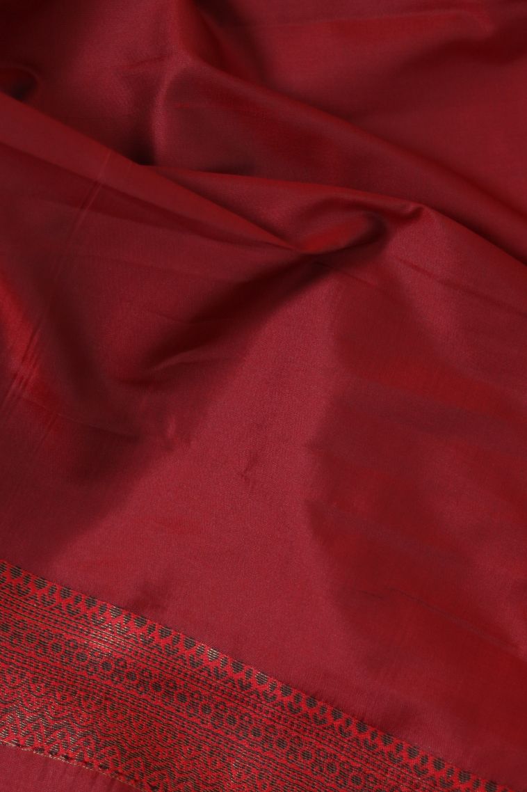 Modern Semi-silk Saree in Pastel Yellow with Designer Jacquard Border in Brown view 3