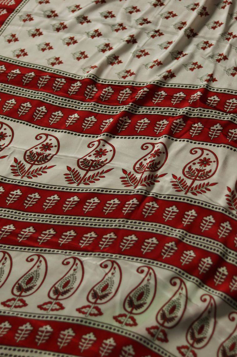 Designer Modal Silk Saree in White with Elegant Abstract Motif Border view 2