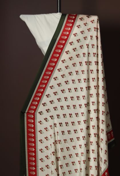 Designer Modal Silk Saree in White with Elegant Abstract Motif Border